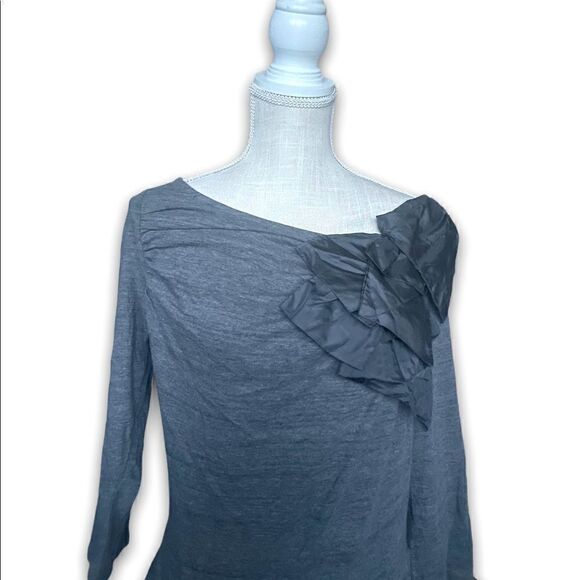 Anthropologie Deletta | NWT Volante bow top Heathered grey with black bow Size M - Picture 2 of 8